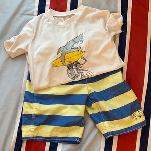 Gap Kids Board shorts and rash guard.   Super cute,  gently used.  Size small.